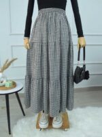GINGHAM - BLACK & WHITE CHECKERED 3 TIERED SKIRT - Image 4